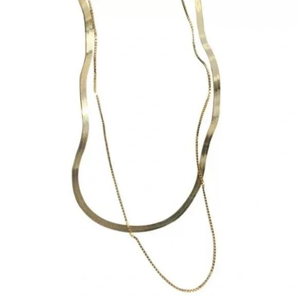 NEW GOLD DOUBLE LAYER 925 STERLING SILVER NECKLACE - Picture 4 of 4